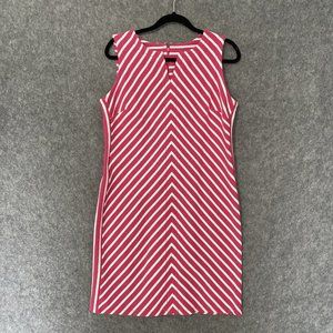 Talbots XL Pink White Striped Sheath Dress Elegant Casual